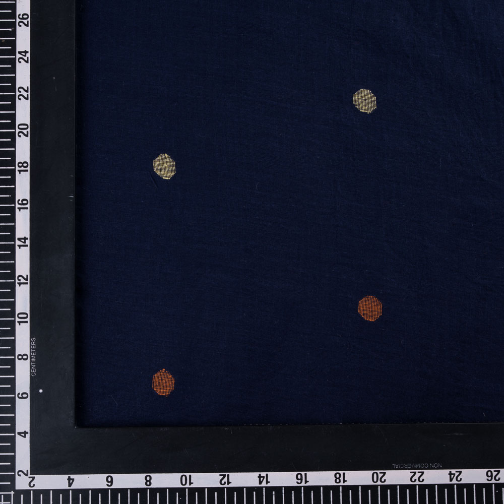 GEOMETRIC NAVY BLUE JAMDANI PURE COTTON 62 GSM FABRIC