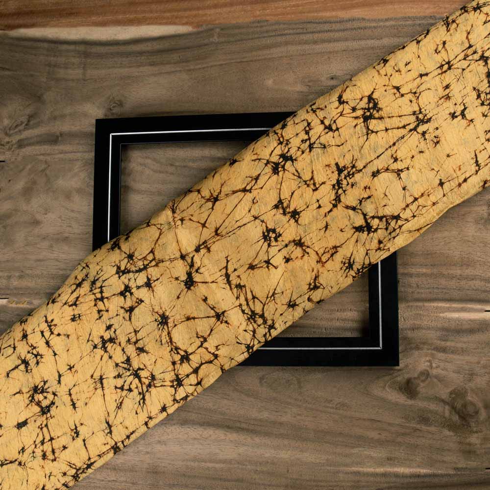 Abstract Brown Yellow Batik Mulberry Silk 40 GSM 09 Fabric