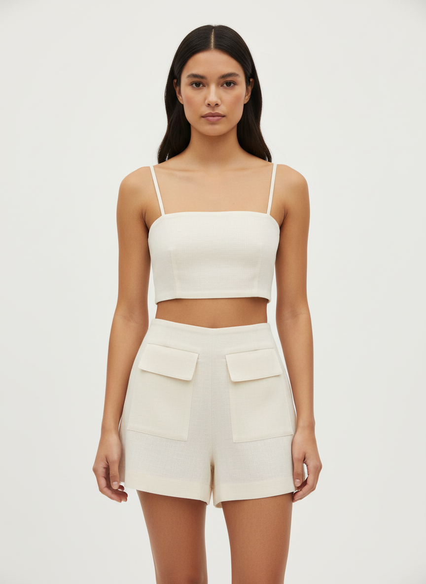 Basic Tube Top & Shorts With Pockets