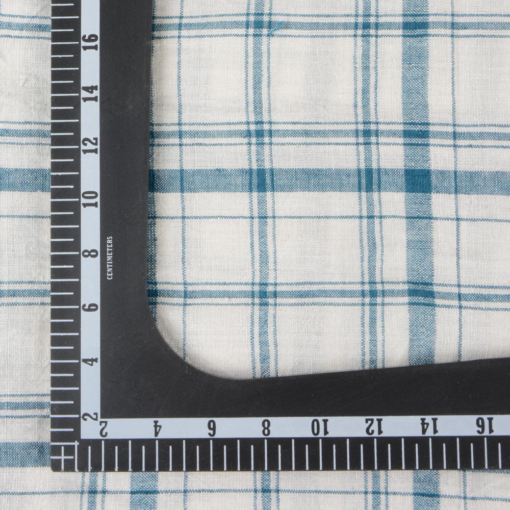 CHECK BLUE & WHITE PURE KHADI FABRIC - 118 GSM HANDSPUN & HANDWOVEN