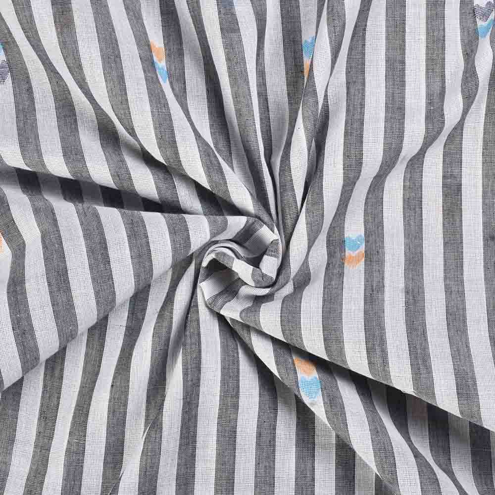 Black And White Jamdani Pure Cotton 63 GSM Handwoven Fabric