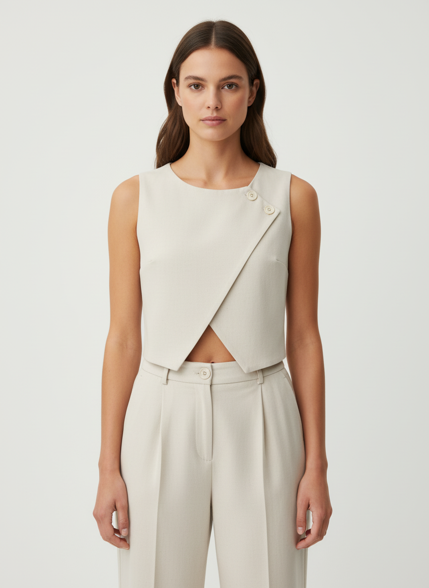 Buttoned Asymmetric Top