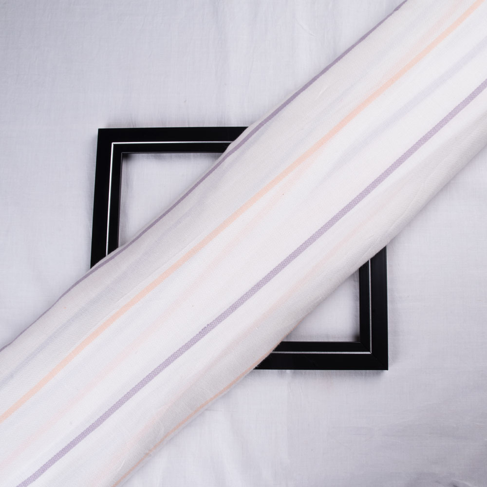 Stripe White Jacquard Mercerised Cotton 108 GSM Fabric