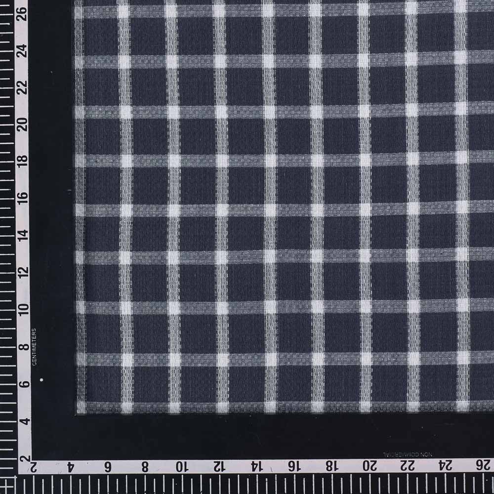 CHECK GREY WHITE TWILL PURE COTTON 100 GSM HANDWOVEN FABRIC