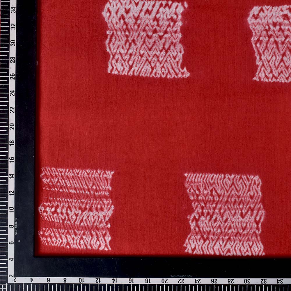ABSTRACT RED SHIBORI 90 GSM MERCERISED COTTON FABRIC