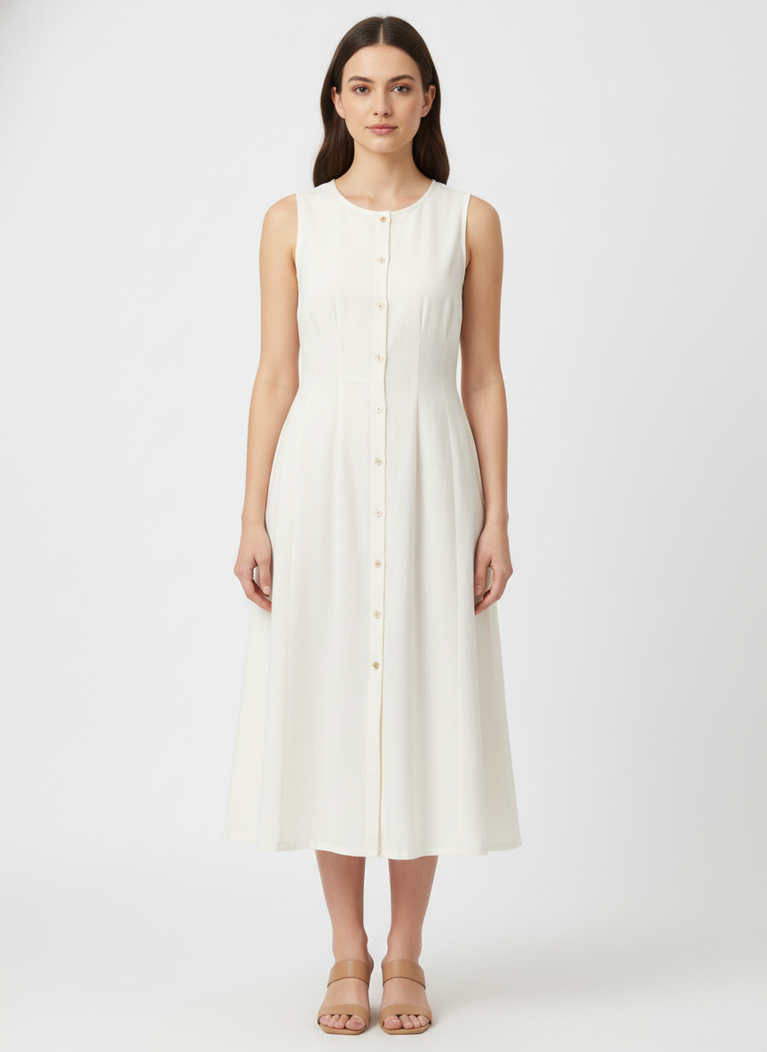 Full Buttoned Midi Dress