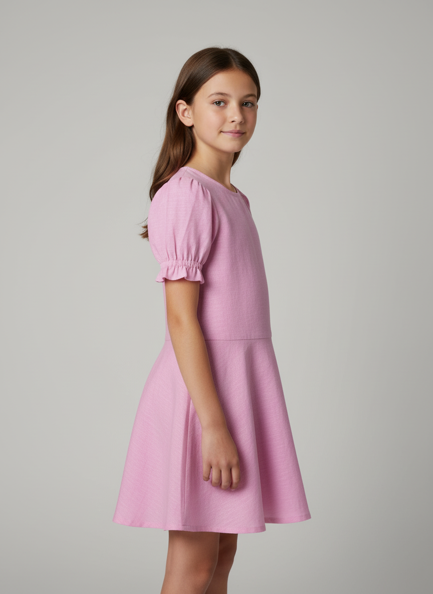 Whimsical Puff Sleeve Flare Dress