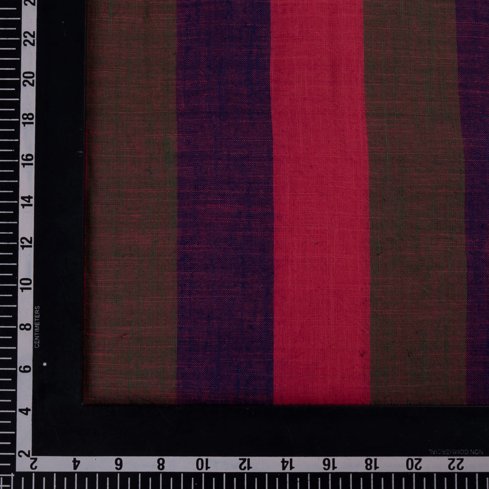 STRIPE MULTICOLOUR PURE COTTON 97 GSM HANDWOVEN FABRIC