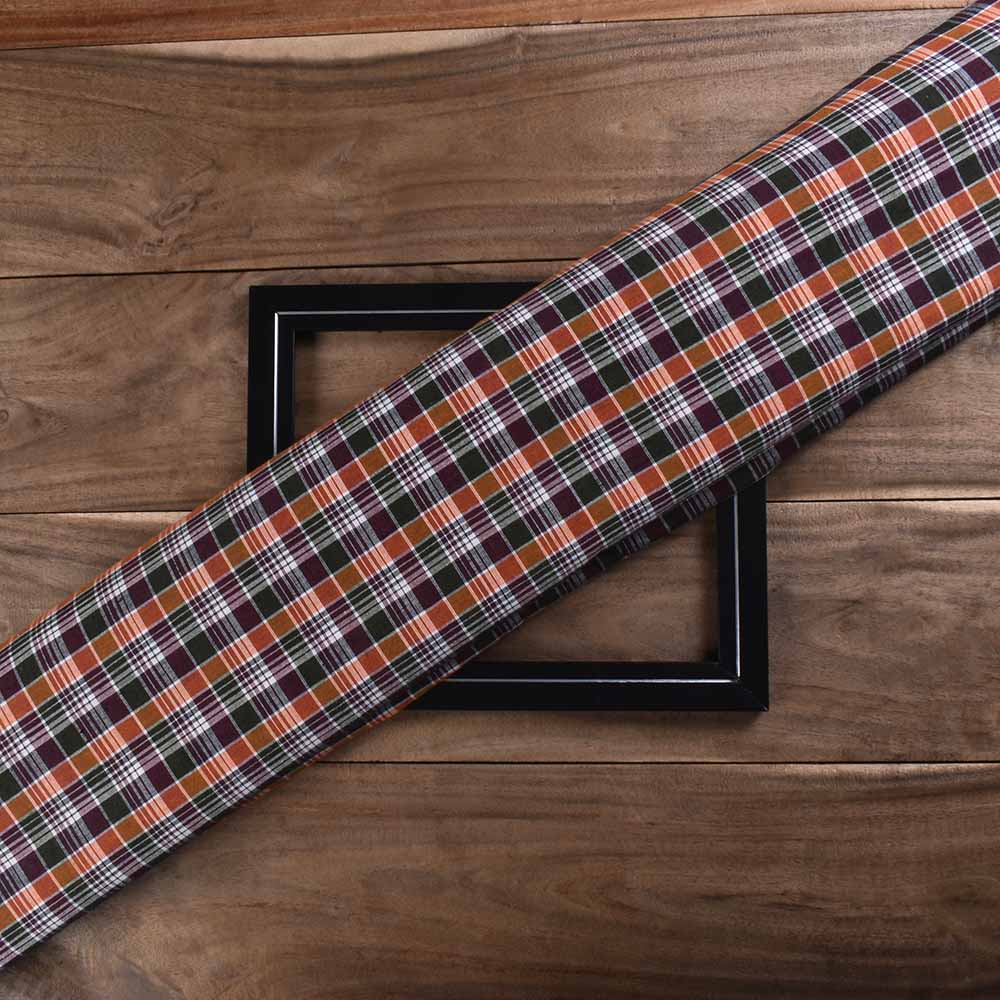Check Multicolor Pure Cotton 110 GSM Handwoven Fabric