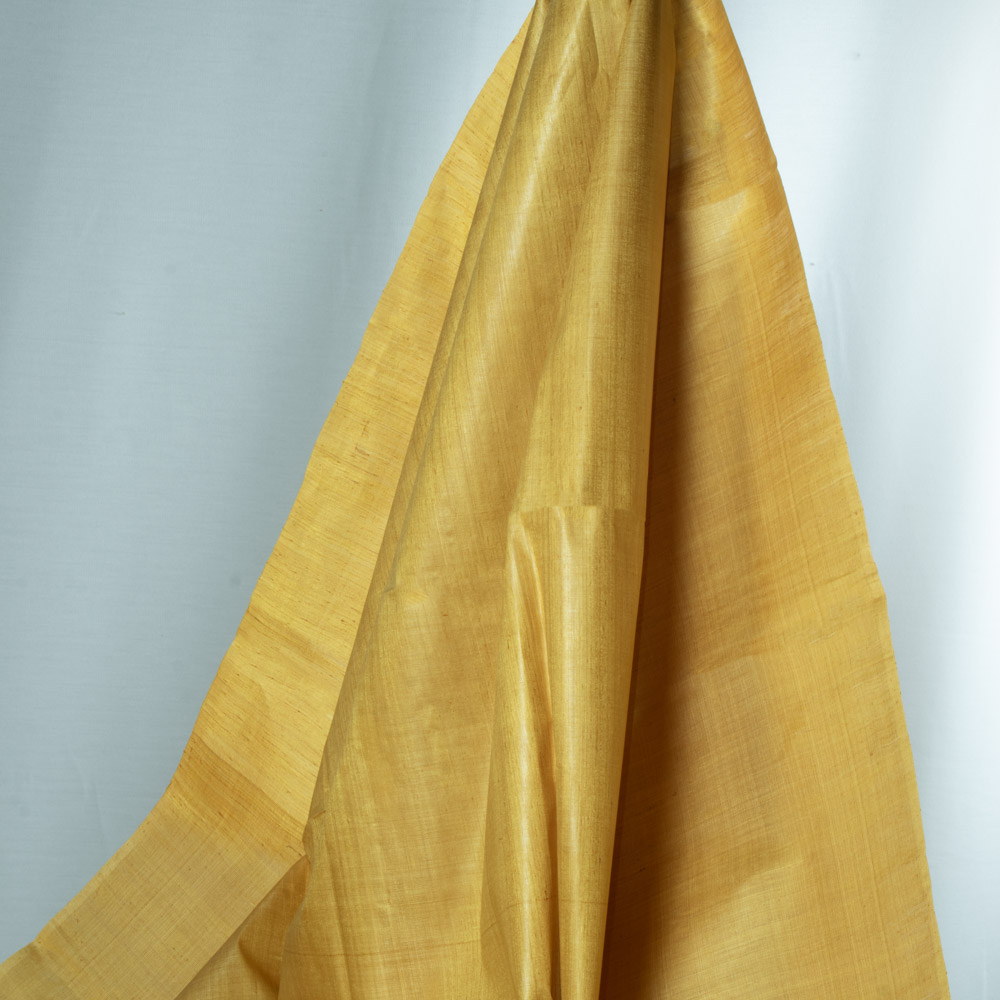 Plain Yellow Tussar and Matka Silk Blend 78 GSM Handwoven Fabric