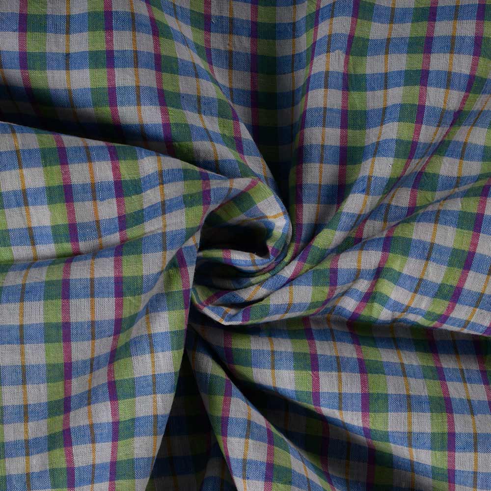 Check Multi Color Pure Cotton 60 GSM Handwoven Fabric 352