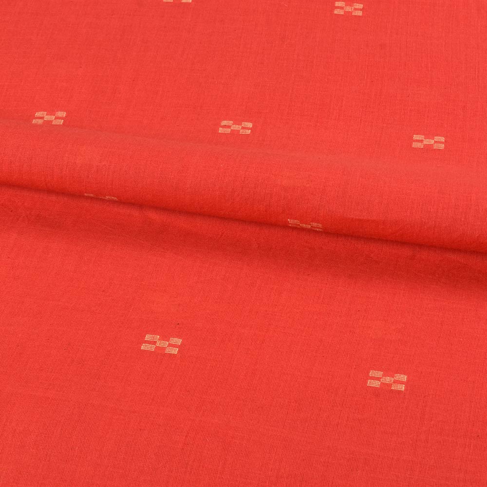 GEOMETRIC RED JAMDANI PURE COTTON 56 GSM HANDWOVEN FABRIC 261