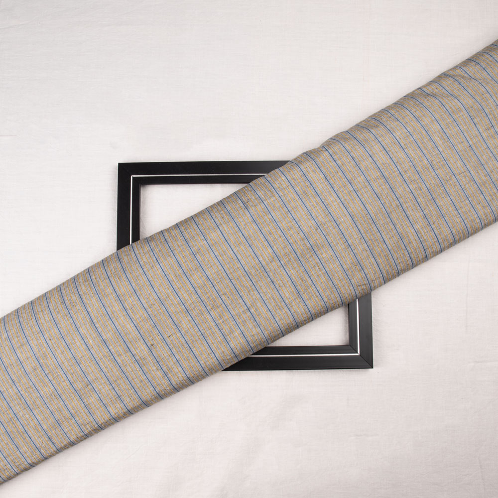 Stripe Grey Pure Cotton 91 GSM Handwoven Fabric