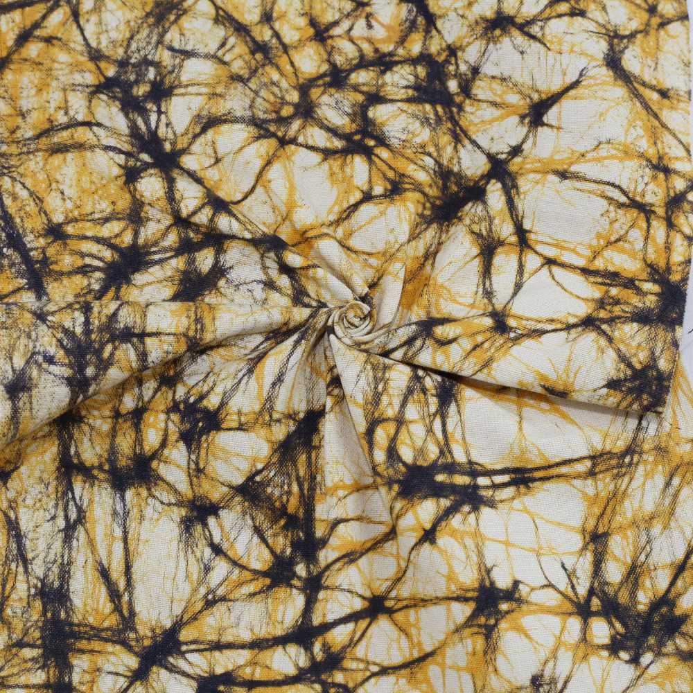 Abstract Off-White Batik Printed Cotton 110 GSM Fabric - Hand Printed