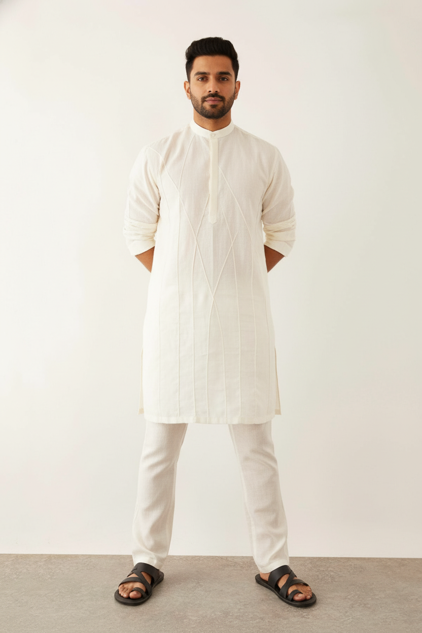 Pintuck Pattern Men's Kurta
