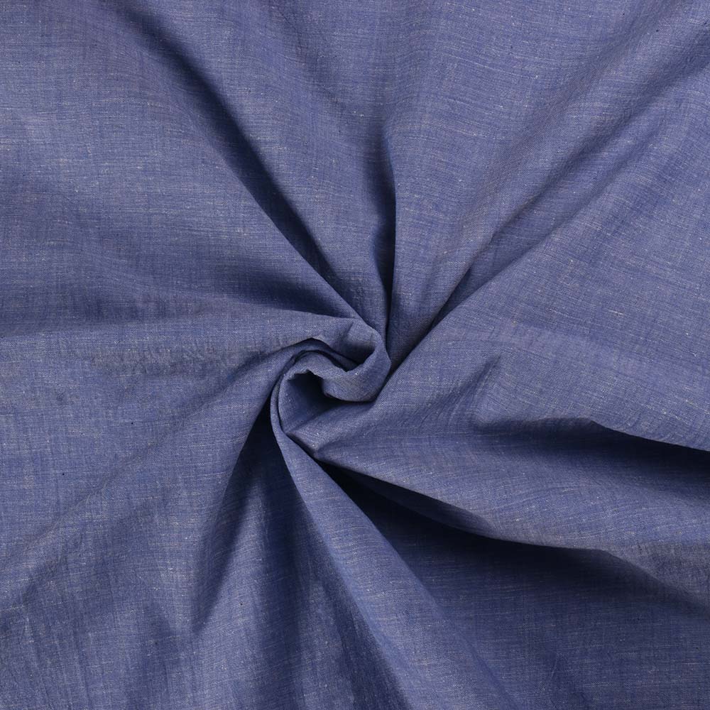 Chambray Blue Khadi Cotton 92 GSM Handwoven Fabric As23