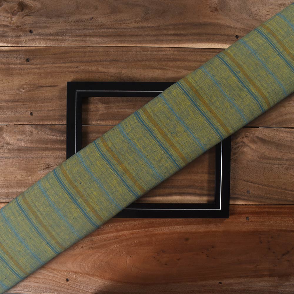 Stripe Green Pure Cotton 100 GSM Handwoven Fabric