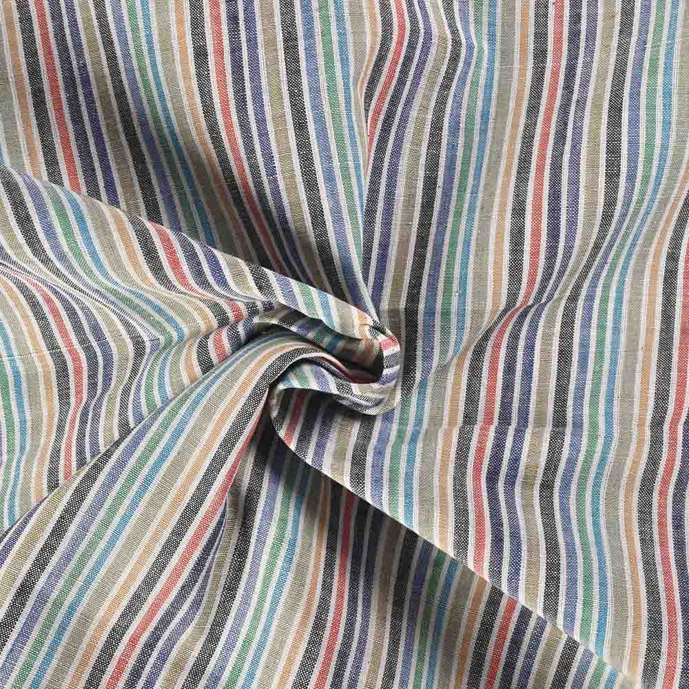 Stripe Multicolour Pure Cotton 105 GSM Handwoven Fabric