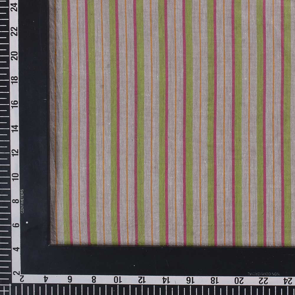 STRIPE MULTI COLOR PURE COTTON 58 GSM HANDWOVEN FABRIC