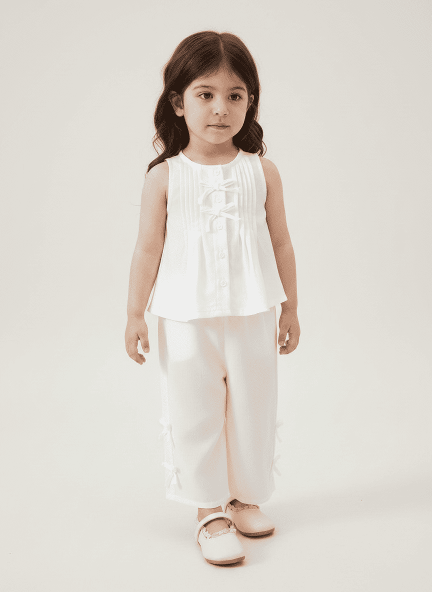 Sleeveless Full Sleeve Co-ord Set With Tucks