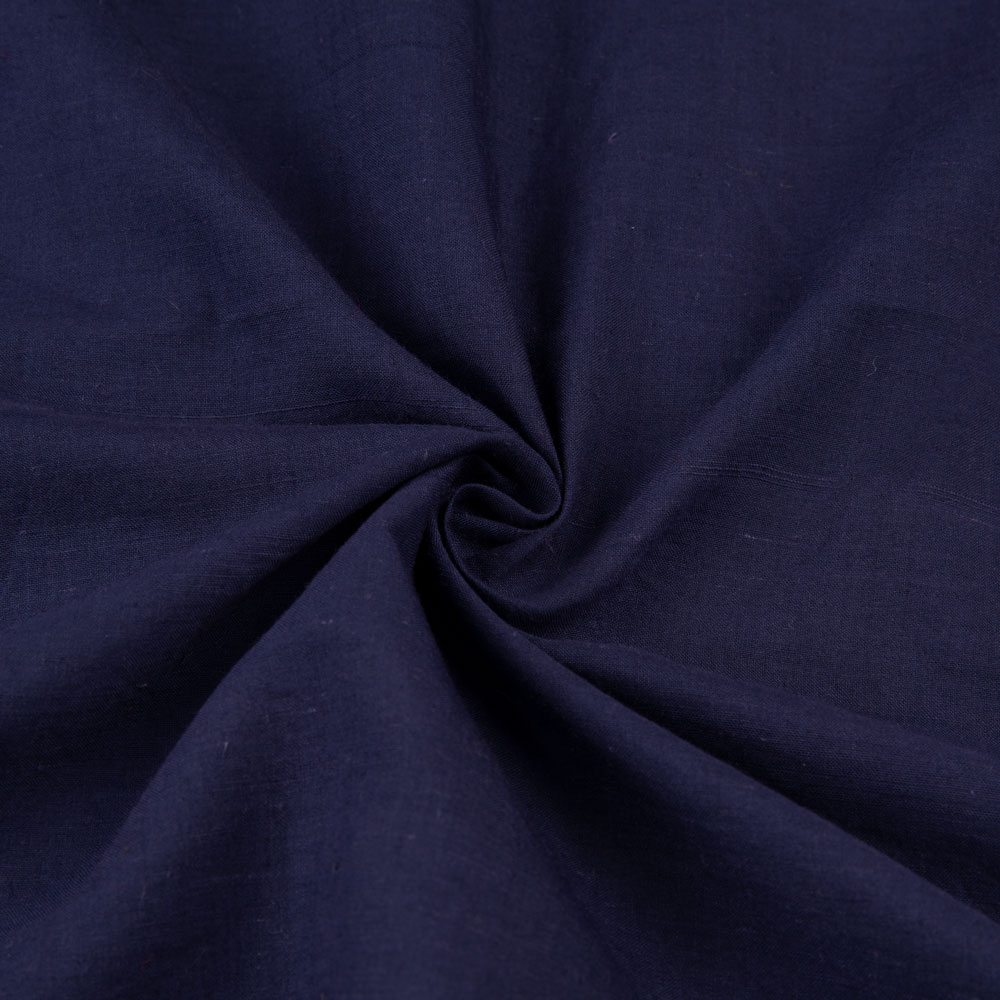 Plain Dark Blue Khadi Cotton 58 GSM Handwoven Fabric