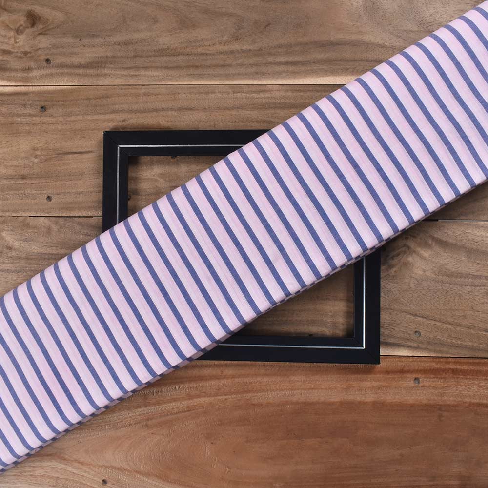 Stripe Blue Pure Cotton 90 GSM Handwoven Fabric