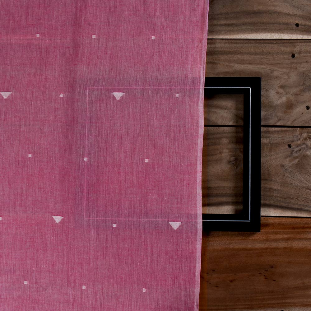 GEOMETRIC PINK JAMDANI PURE COTTON 54 GSM HANDWOVEN FABRIC