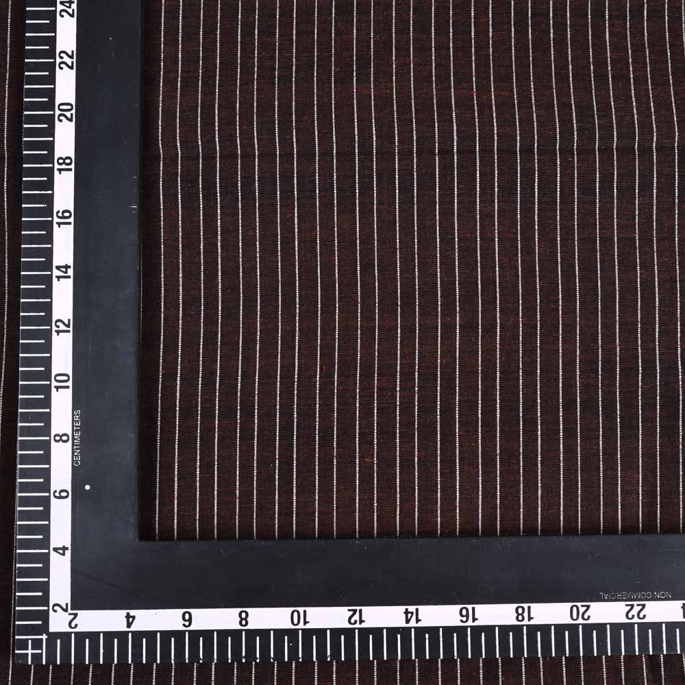 PINSTRIPE DARK BROWN PURE COTTON 75 GSM HANDWOVEN FABRIC