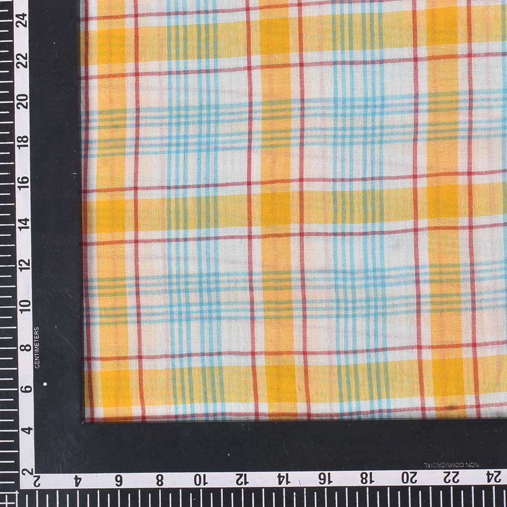 CHECK MULTICOLOUR PURE COTTON 56 GSM HANDWOVEN FABRIC