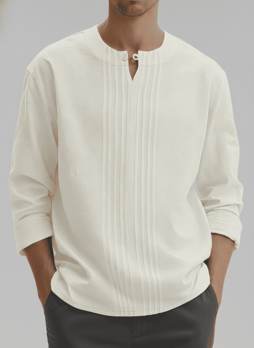 Straight Symmetric Tucks With One Loop Button Shirt