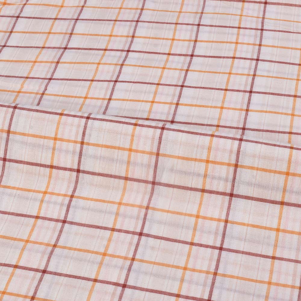 CHECK WHITE PURE COTTON 68 GSM HANDWOVEN FABRIC