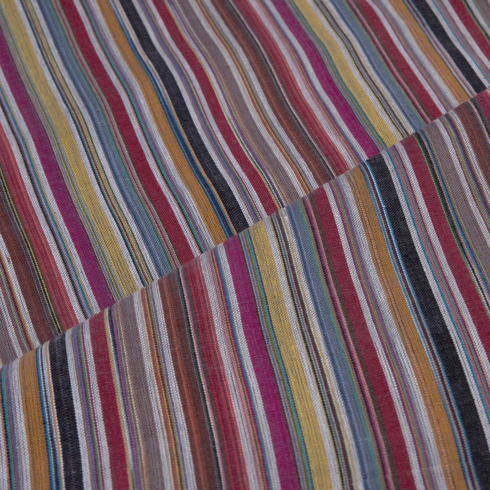 STRIPE MULTICOLOUR PURE COTTON 94 GSM HANDWOVEN FABRIC 133
