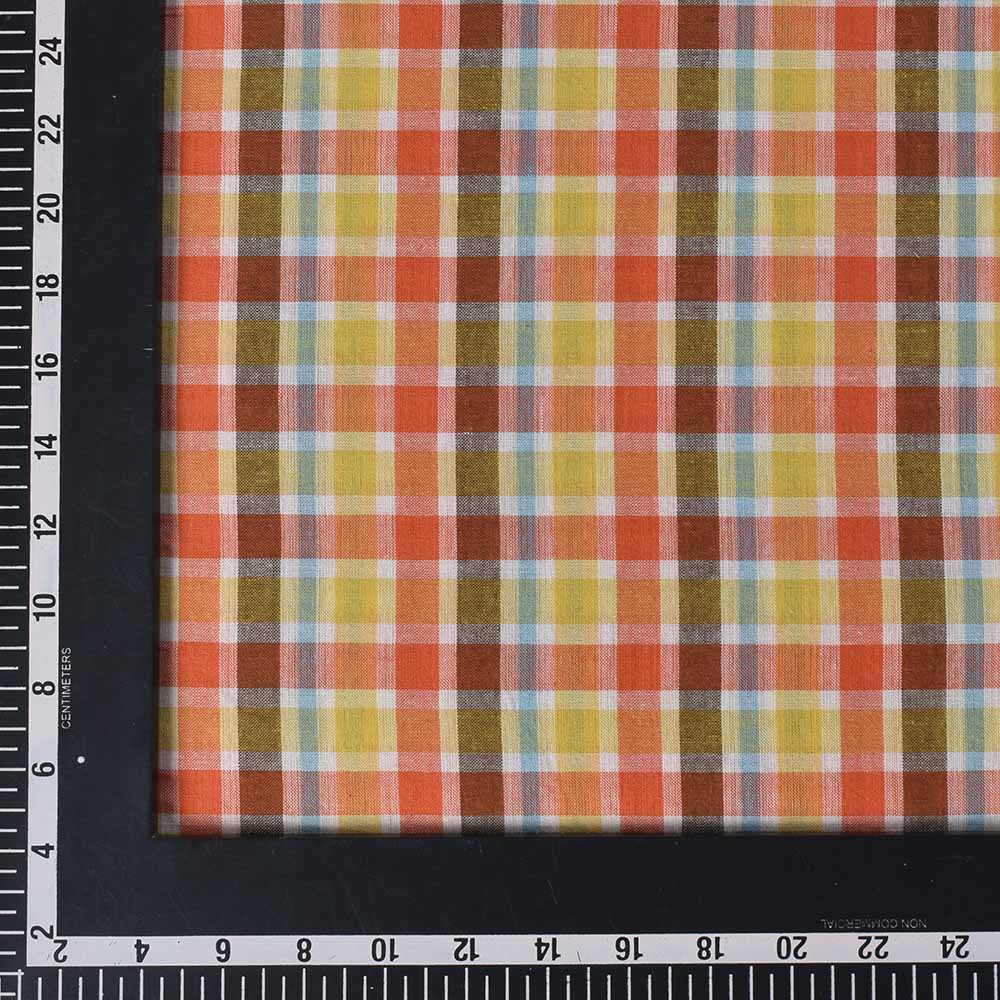 CHECK MULTICOLOR PURE COTTON 85 GSM HANDWOVEN FABRIC