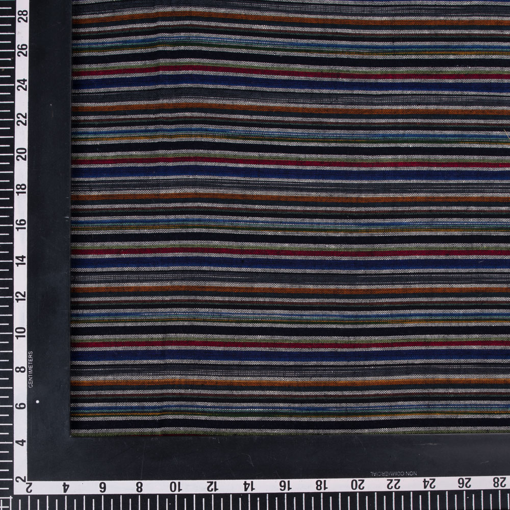 STRIPE MULTICOLOUR PURE COTTON 93 GSM HANDWOVEN FABRIC