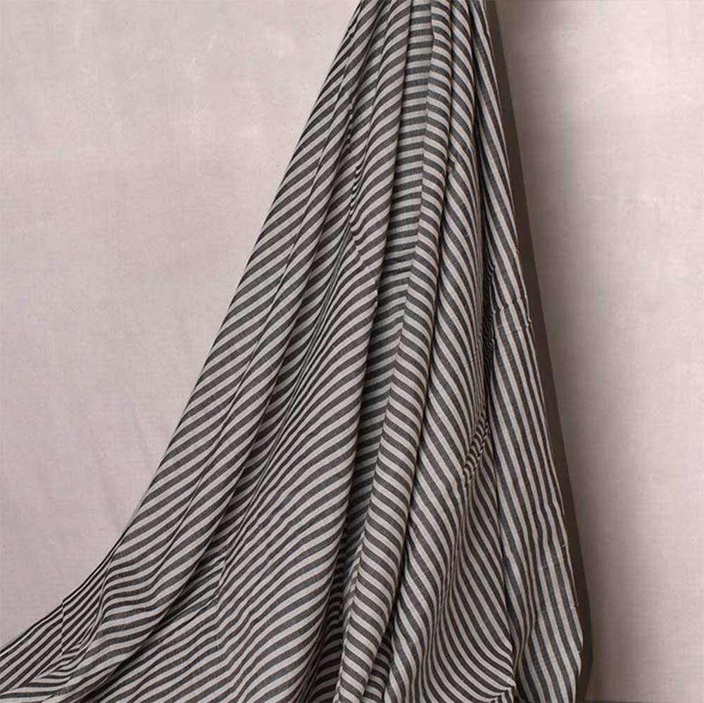 Stripe Dark Green Matka Silk & Cotton Blend 105 GSM Handwoven Fabric