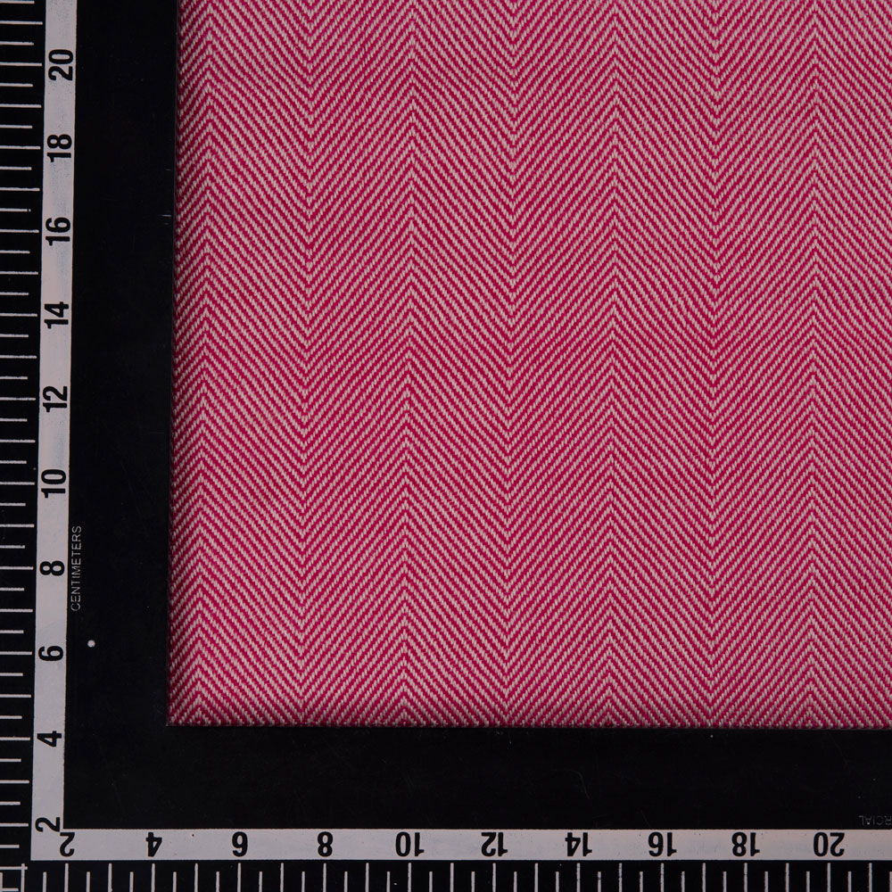 Herringbone Pink Pure Wool 220 GSM Handwoven Fabric