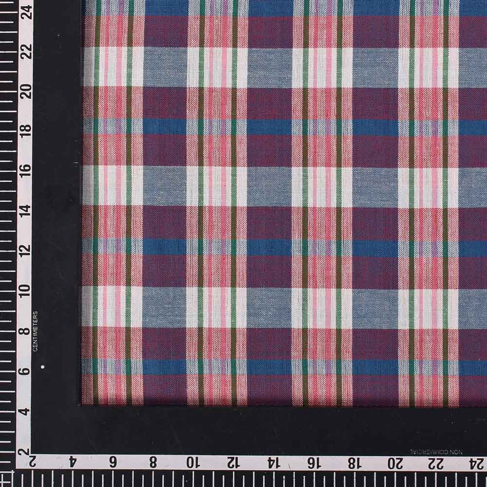 CHECK MULTICOLOR PURE COTTON 100 GSM HANDWOVEN FABRIC 561