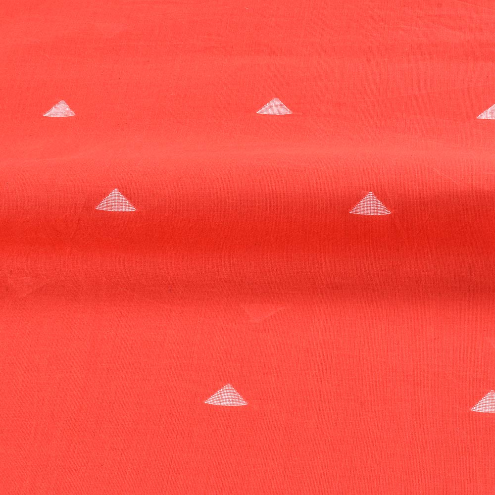 GEOMETRIC DARK PINK JAMDANI PURE COTTON 55 GSM FABRIC
