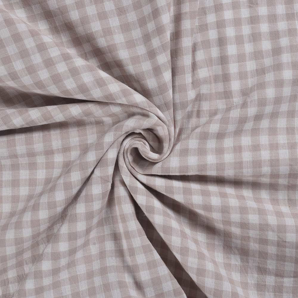Check White & Brown Pure Cotton 90 GSM Handwoven Fabric