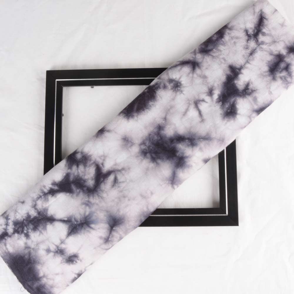 ABSTRACT BLACK TIE DYE KHADI COTTON 110 GSM HANDWOVEN FABRIC