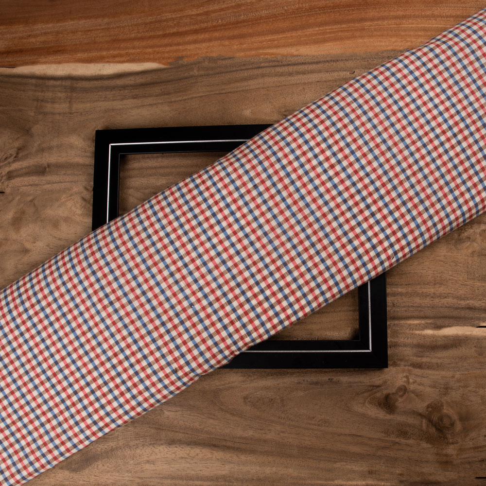 Check Multicolour Pure Cotton 90 GSM Handwoven Fabric 304