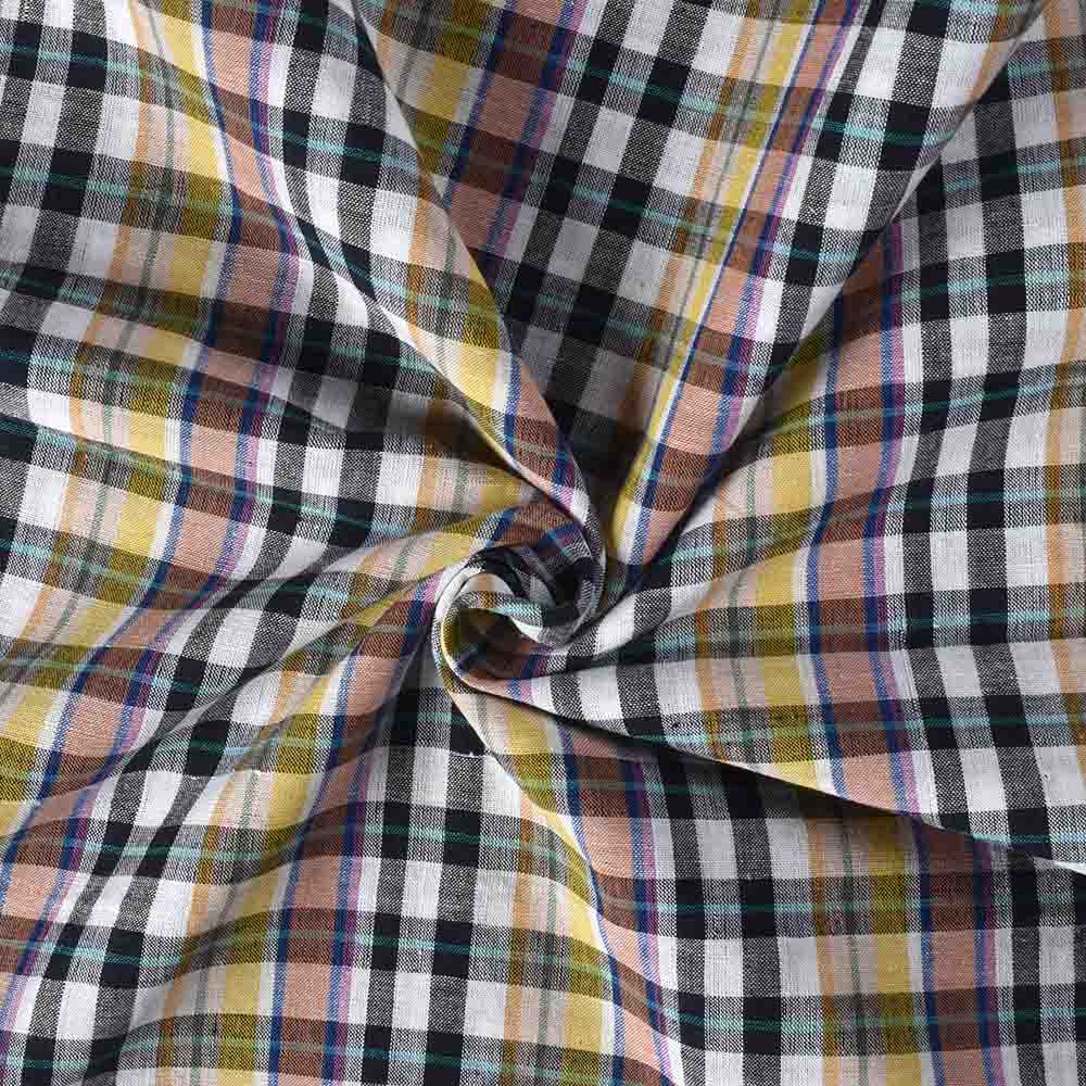 Check Multicolour Pure Cotton 92 GSM Handwoven Fabric