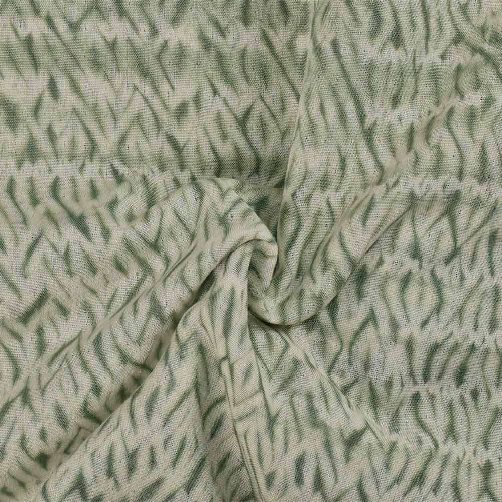 Abstract Dark Green & White Shibori Mercerised Cotton 70 GSM Fabric