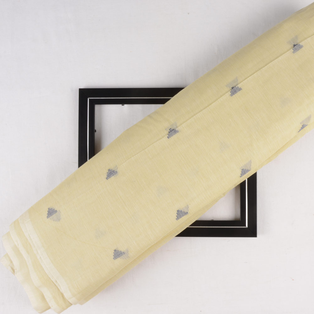 Geometric Pale Yellow Jamdani Pure Cotton 55 GSM Fabric