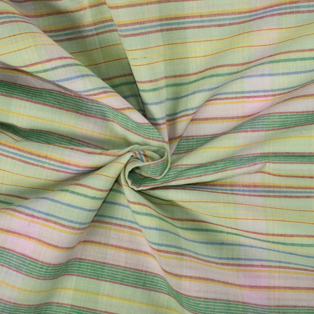 Check Multicolor Pure Cotton 60 GSM Handwoven Fabric 