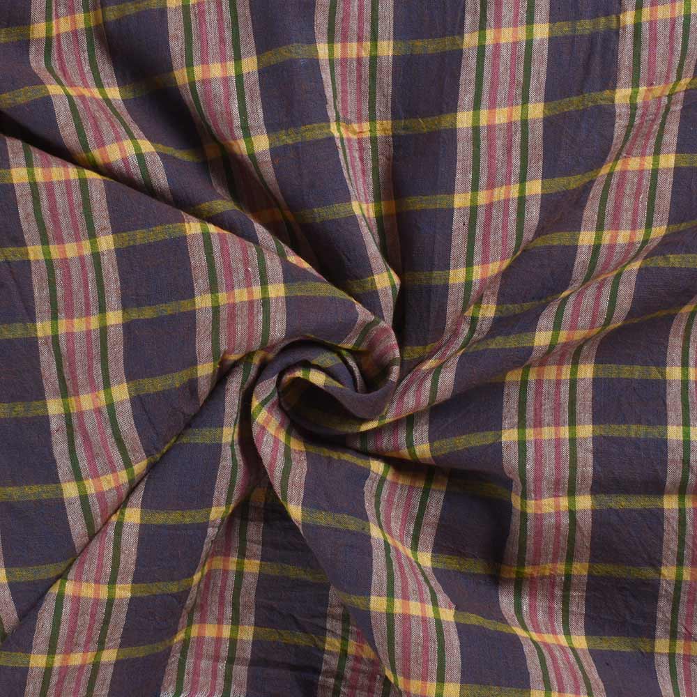 Check Multicolor Pure Cotton 68 GSM Handwoven Fabric