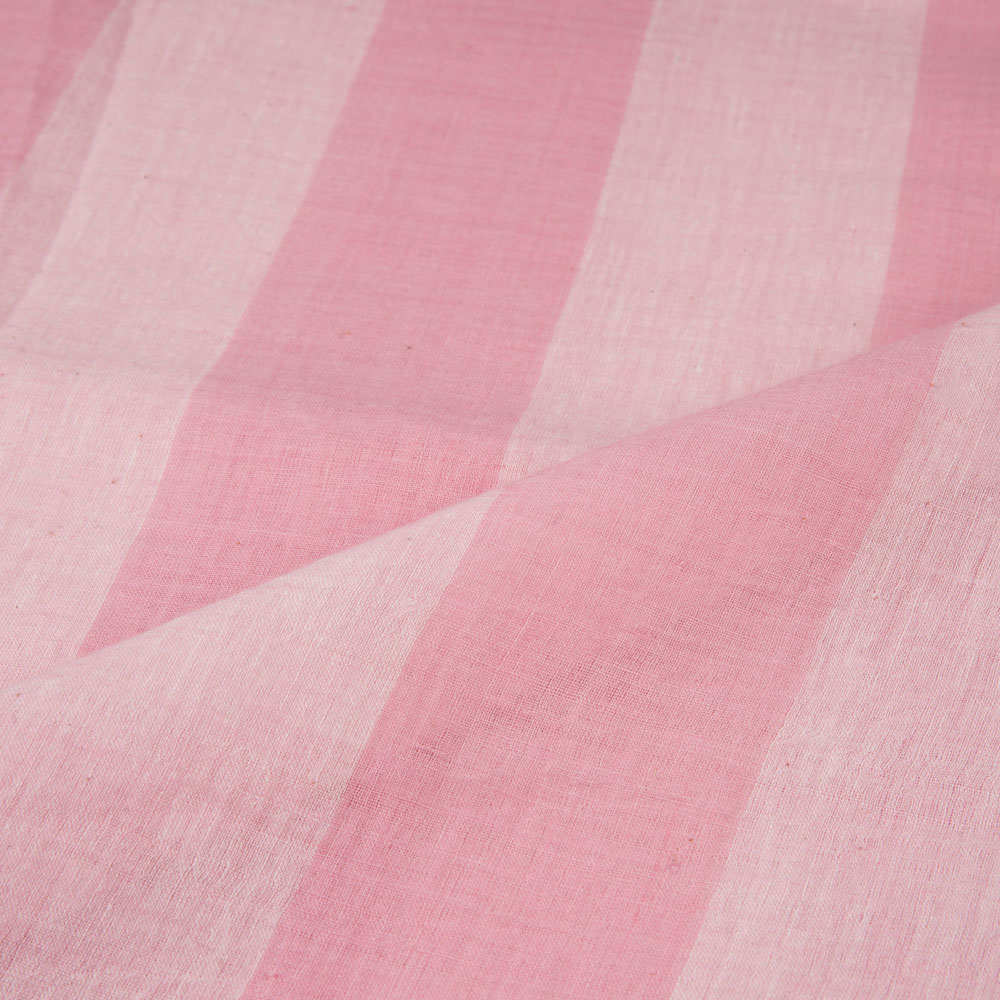STRIPE PINK PURE COTTON 72 GSM HANDWOVEN FABRIC