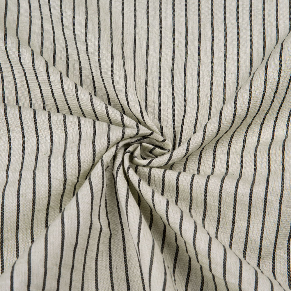 Stripe White & Black Pure Cotton 75 GSM Handwoven Fabric