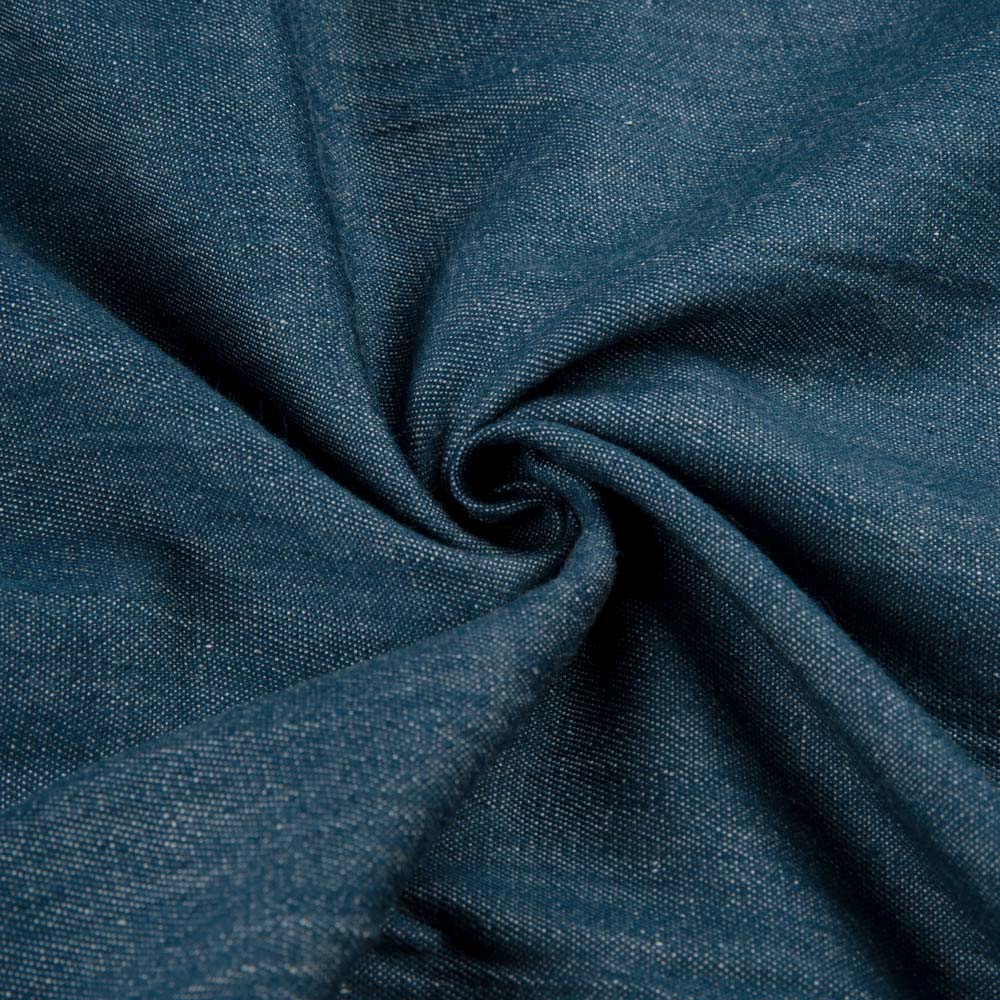 DENIM TWILL ROYAL BLUE KHADI COTTON 118 GSM HANDWOVEN FABRIC