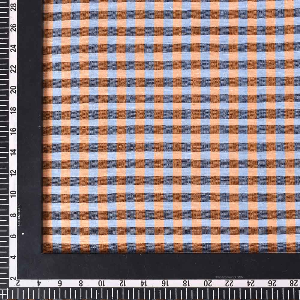 CHECK YELLOW BLACK KHADI COTTON 110 GSM HANDWOVEN FABRIC